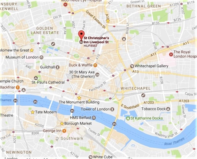 hostel london map