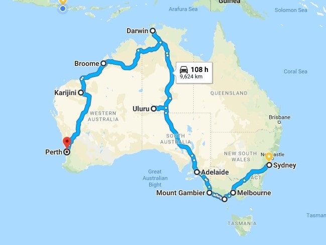 best travel route australia