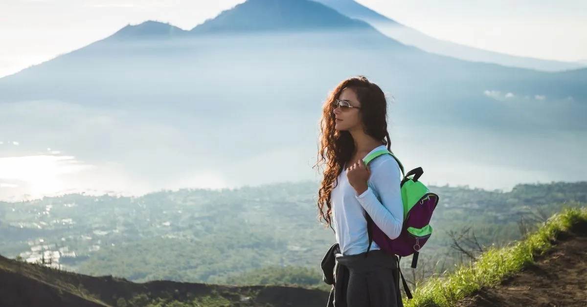 Girl backpacking in Bali