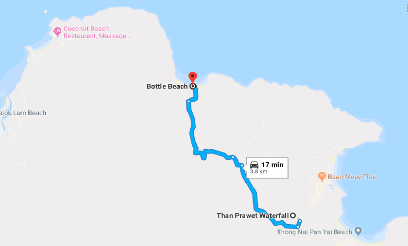 map to bottle beach