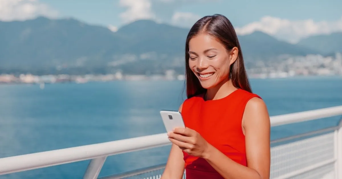 traveler with a phone in canada