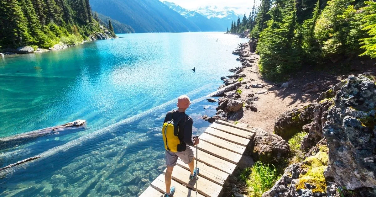 man hiking in Canada