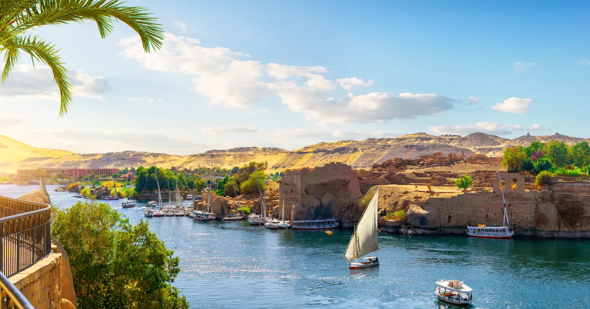 nile river cairo with a sailboat
