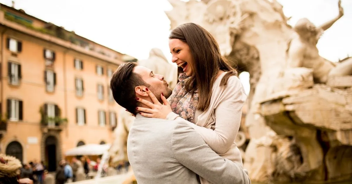 Couple getting engaged in Rome