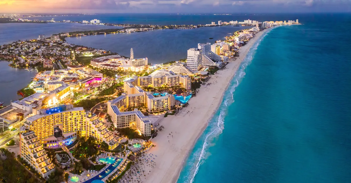 the city of cancun at night