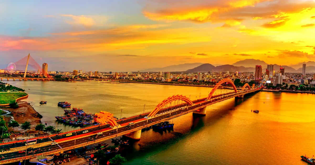 Vietnam bridge at sunset