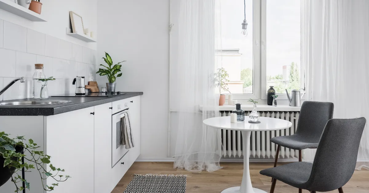 kitchenette in hotel room