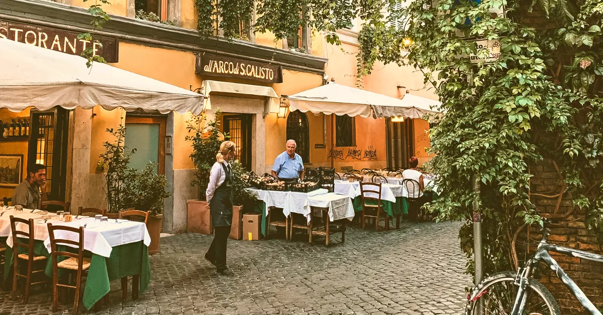 outside restaurant in Rome