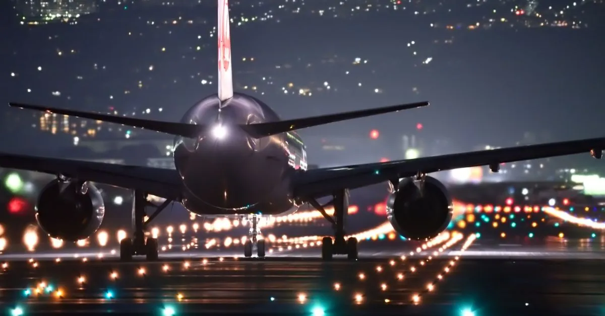 Airplane at night