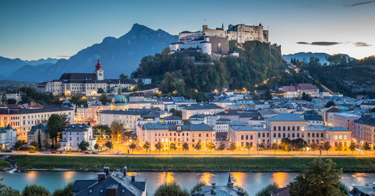 City of salzburg at dusk