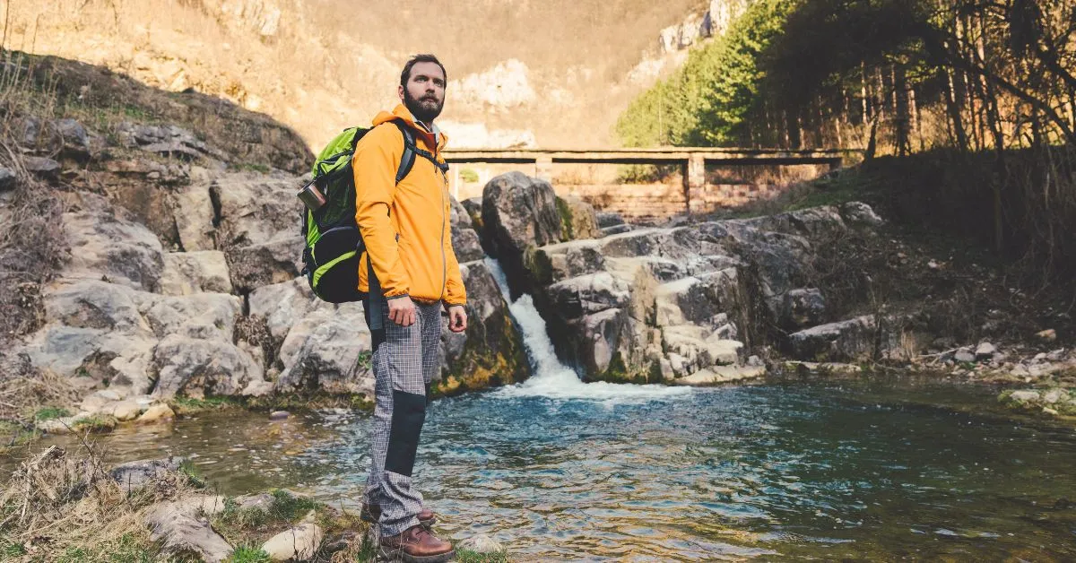 Man hiking in Bulgaria in autumn