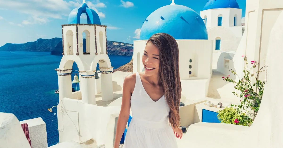 Young woman in Greece in summer