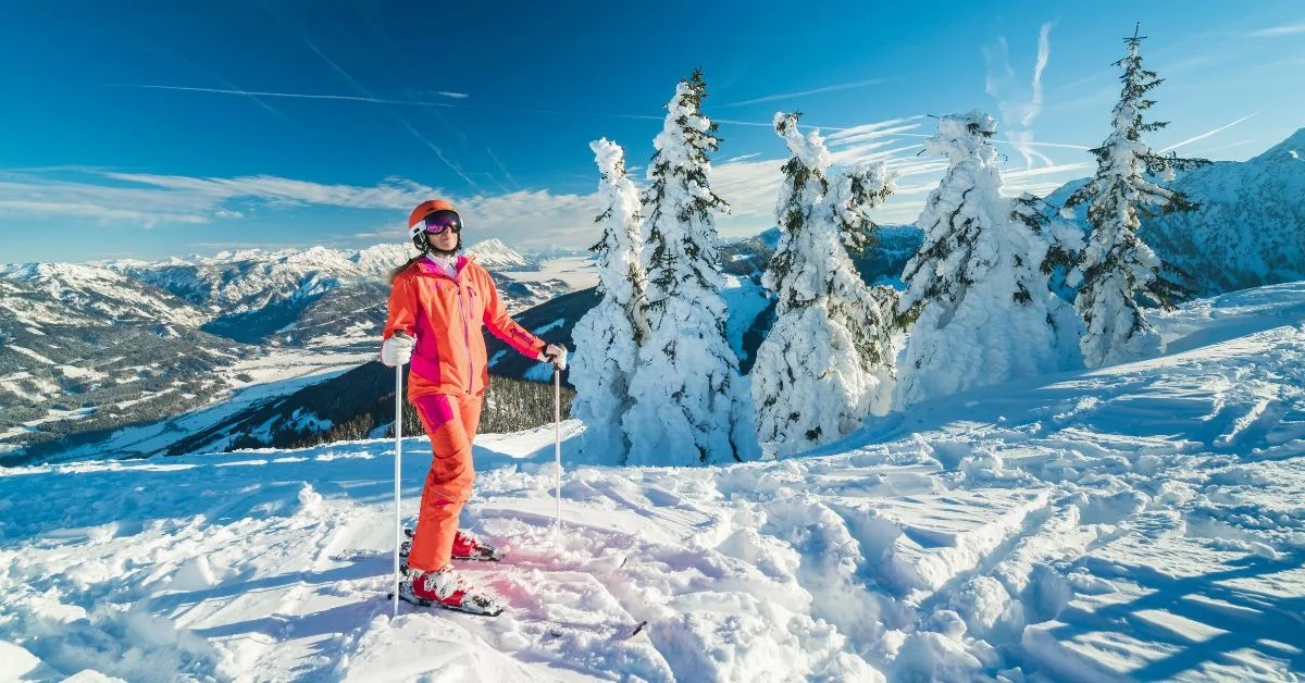 man skiing in austria in winter
