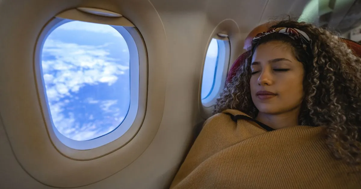 woman sleeping on a plane (1)