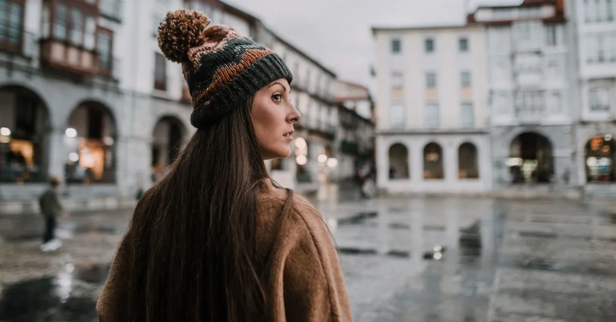 woman traveling in germany in winter