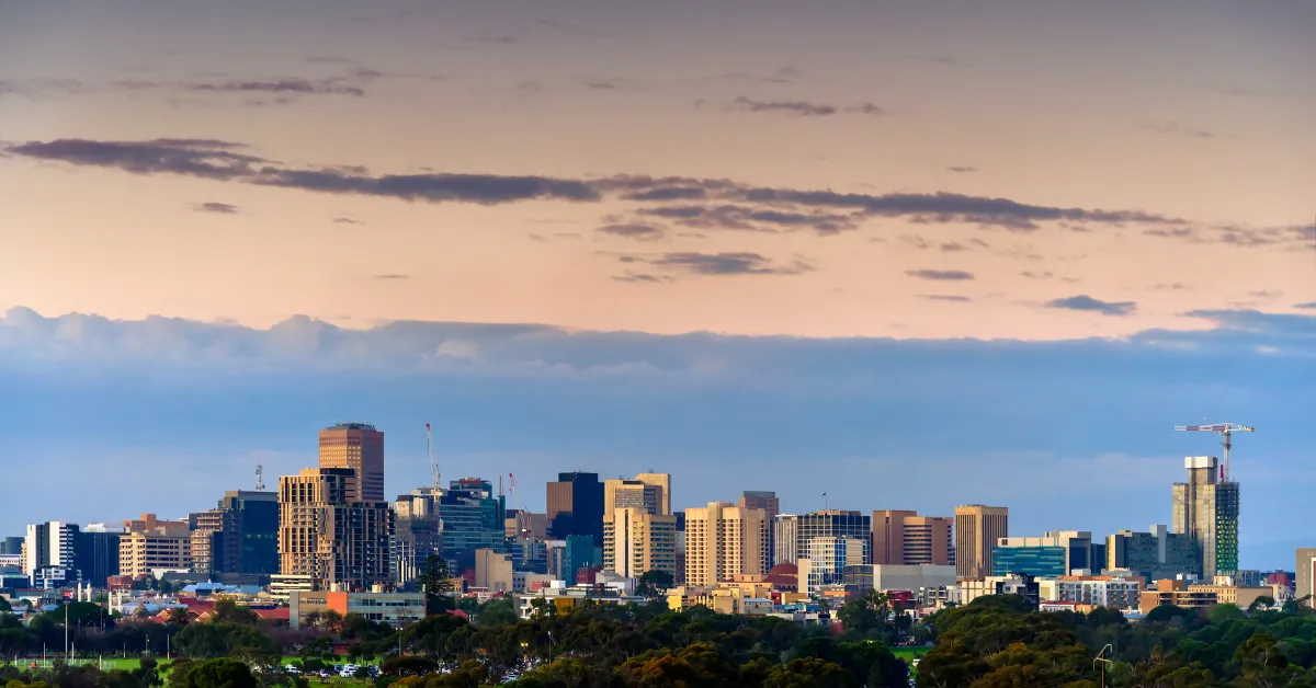 Adelaide night city skyline