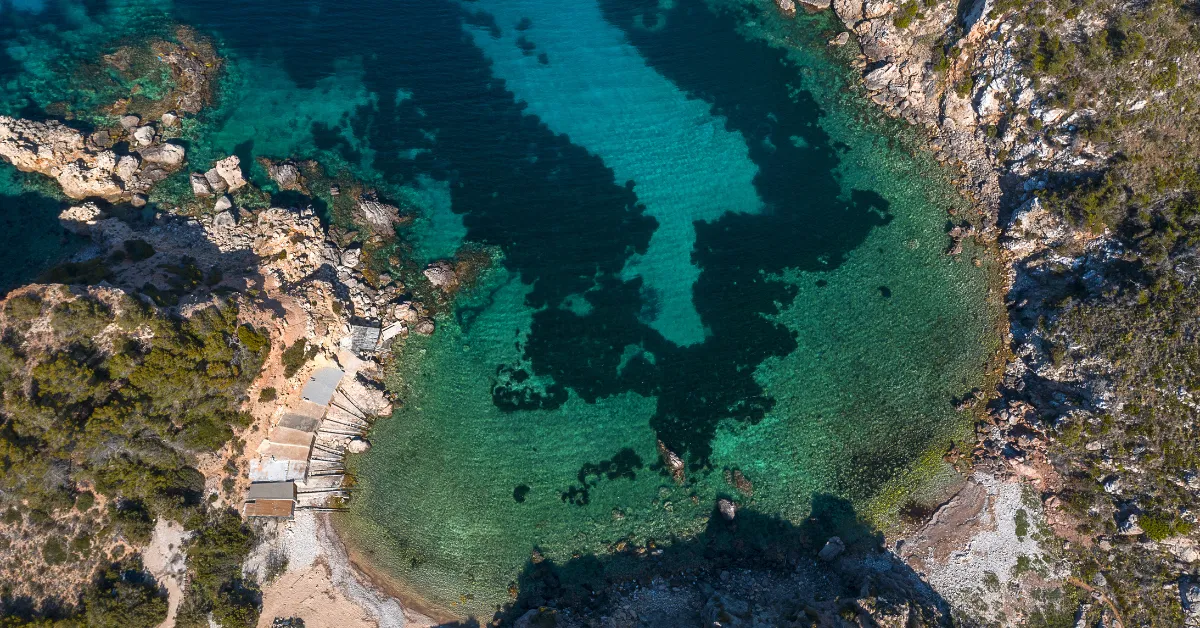 aerial of cala d'en serra