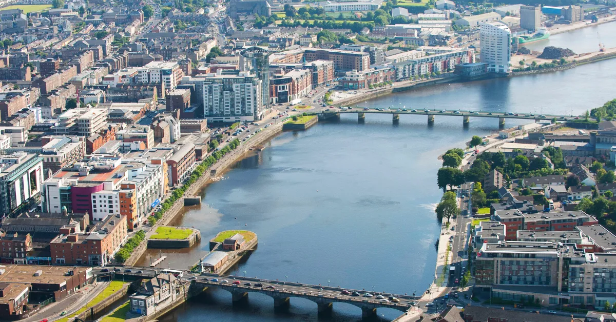 aerial view of Limerick City