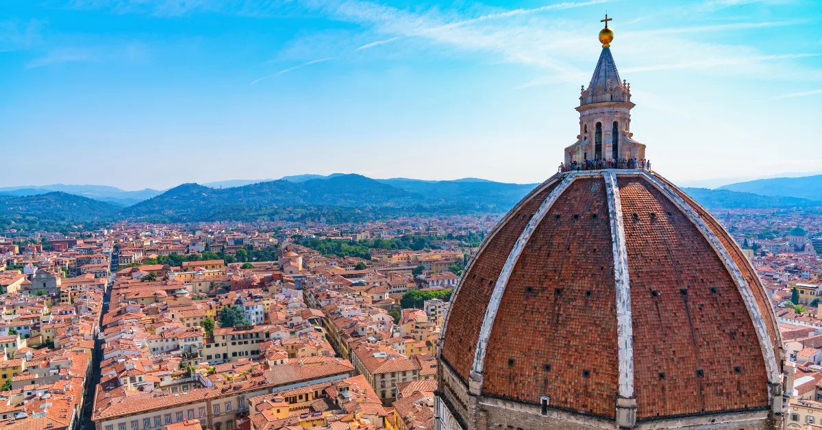 florence catherdral bell tower panorama in italy