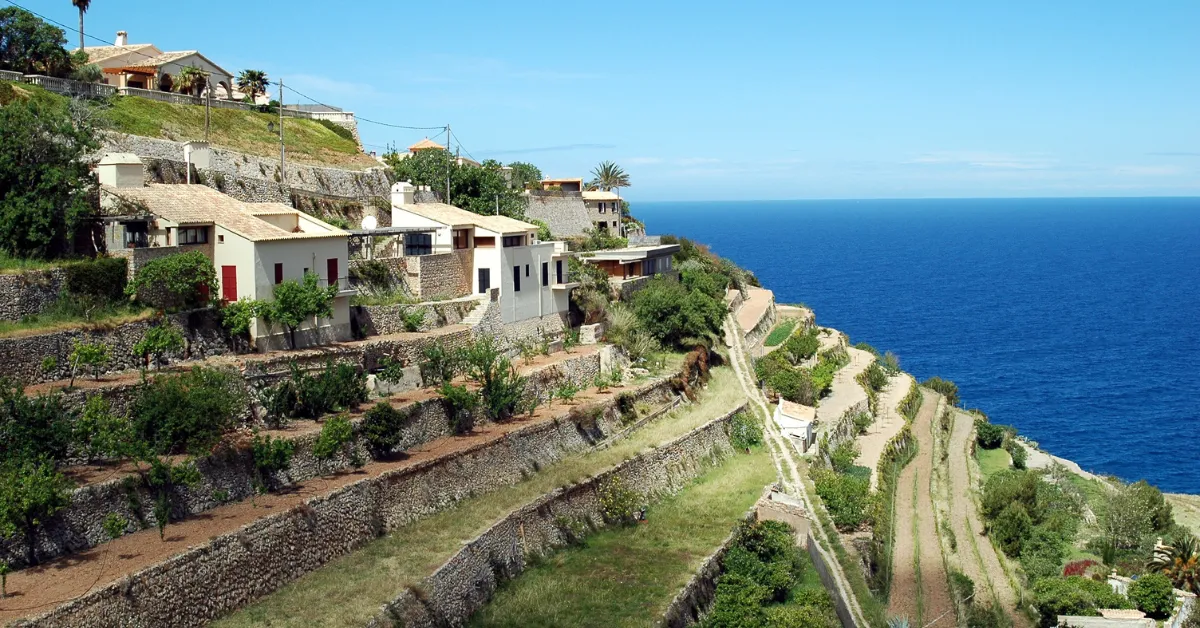 mallorca hillside with terraced homes