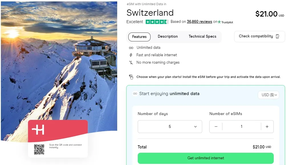 holafly switzerland esim