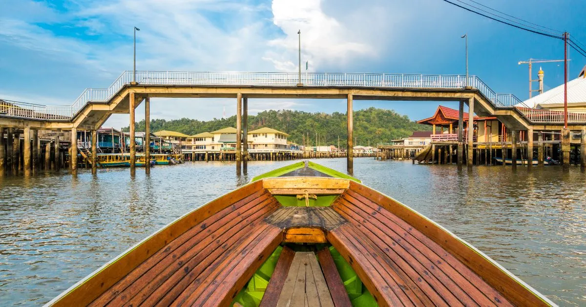 Boat in floating village, Brunei