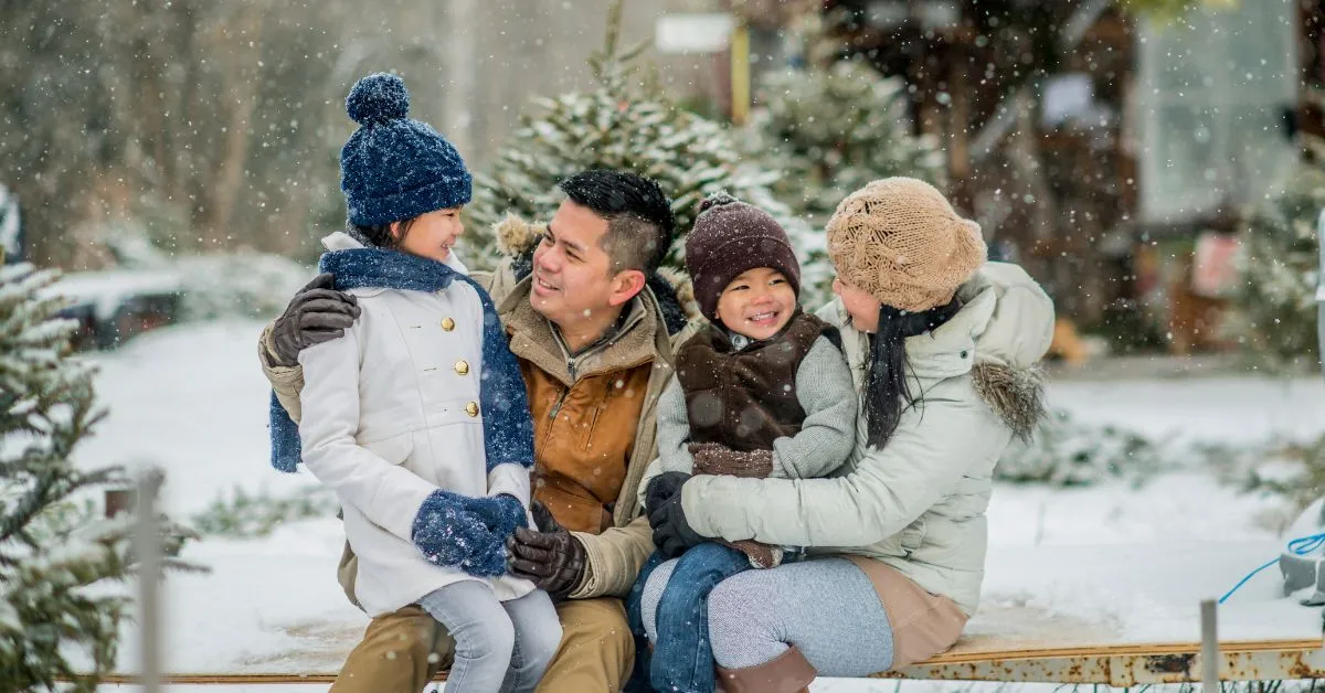 Family traveling in Canada during winter