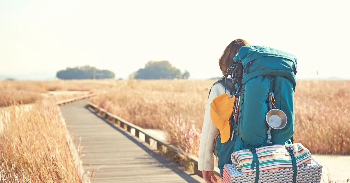 Woman traveling with backpack