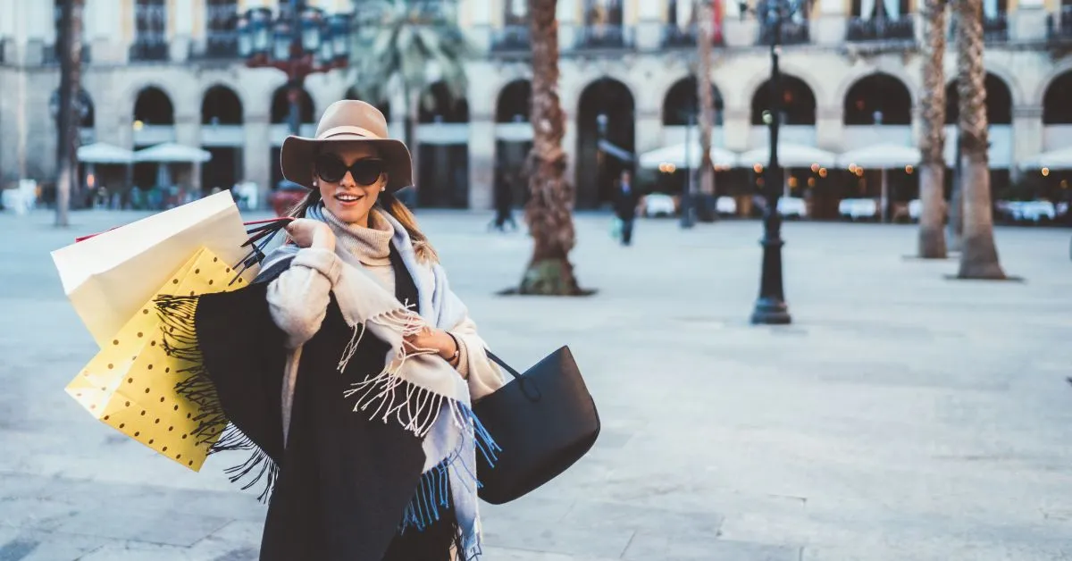 girl with shopping bags in barcelona