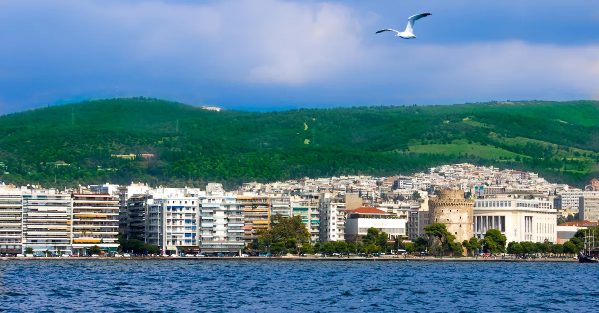 thessaloniki city coast with the sea