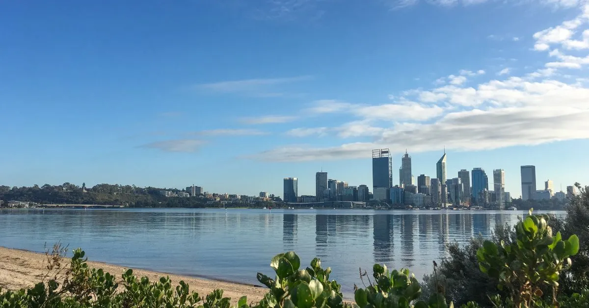 Perth skyline from Swan River, Perth, Australia