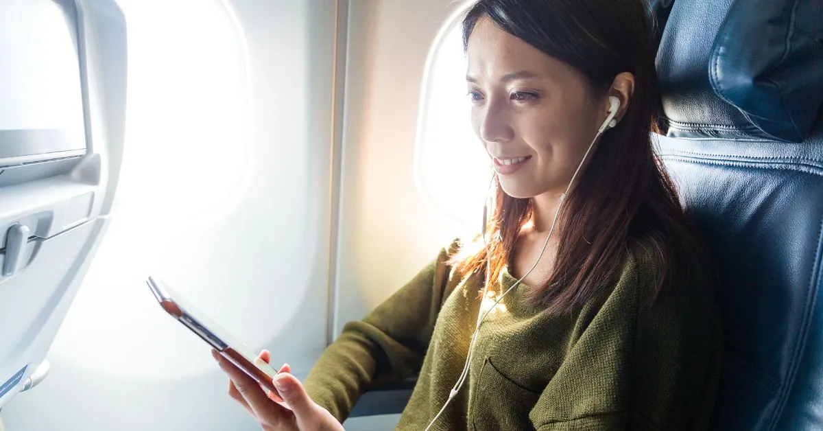 Woman researching her destination