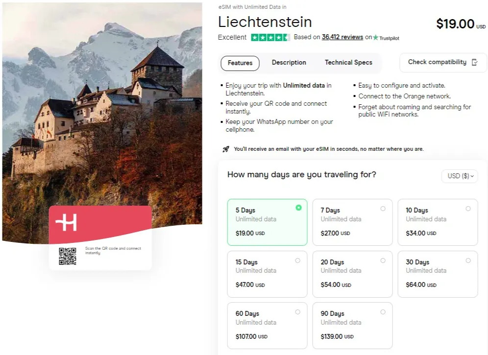 holafly liechtenstein esim