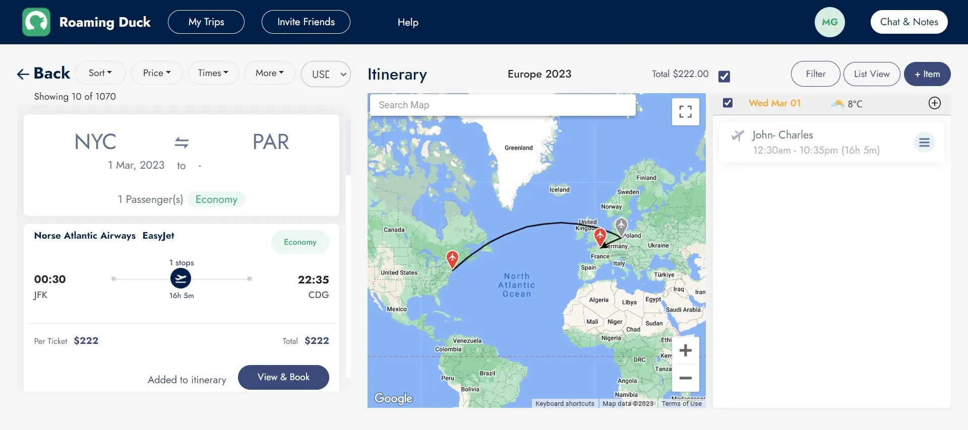 itinerary roaming duck