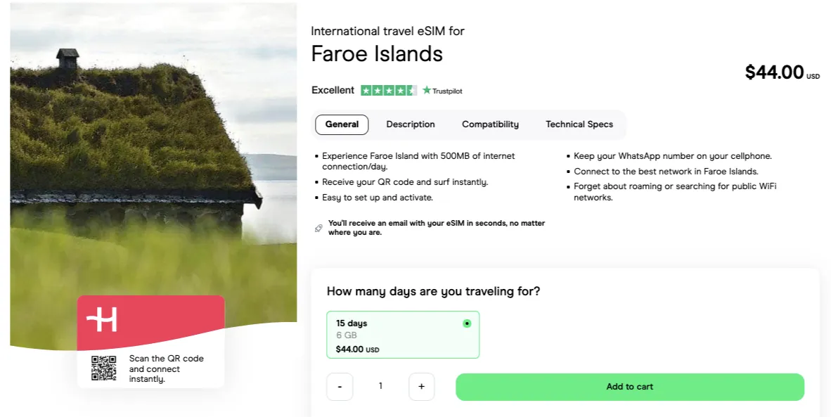 Holafly Faroe Islands SIM plan