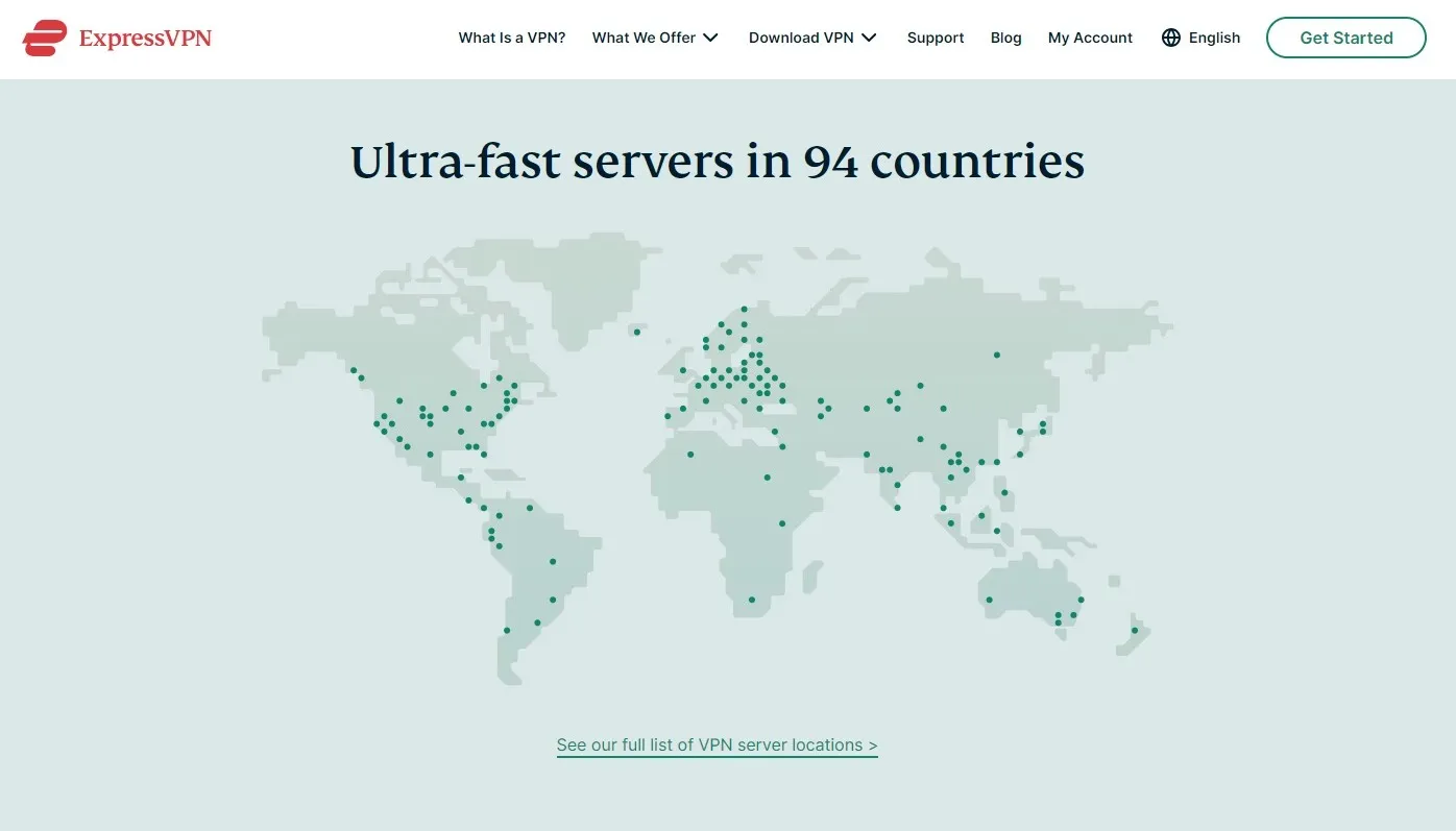 全球各地的 ExpressVPN 服务器
