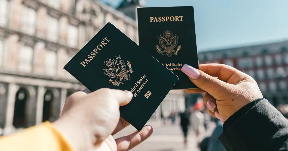 Couple with passports in hands