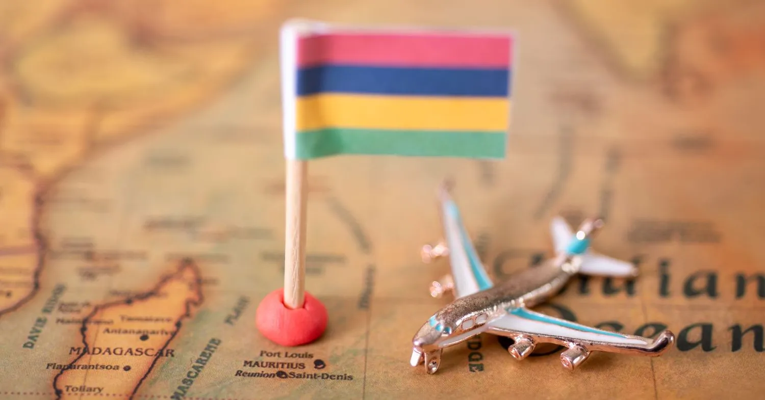 Mauritius map with flag
